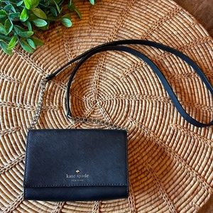 Kate Spade Black Mini Crossbody with Black & Gold Strap or Clutch Style
